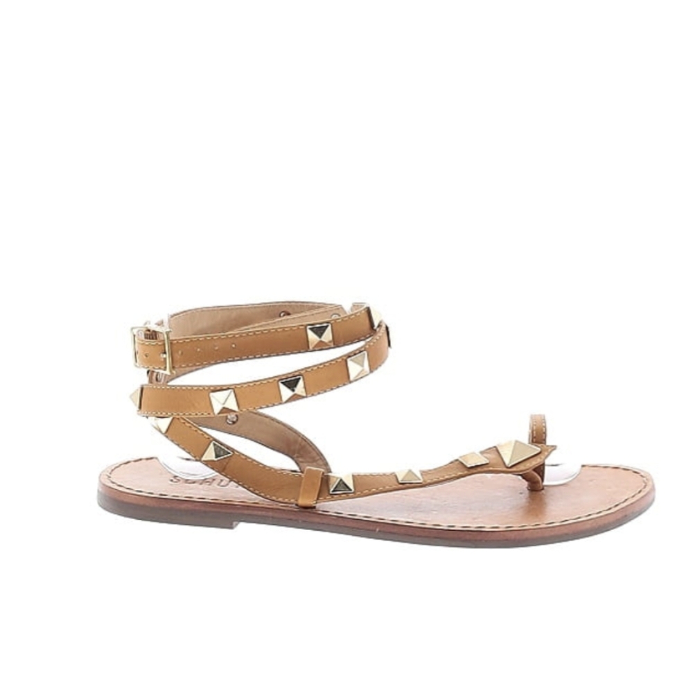 SCHUTZ Courtney Studded Gladiator Wrap Sandals 6.5 - Tan Leather - Picture 2 of 9